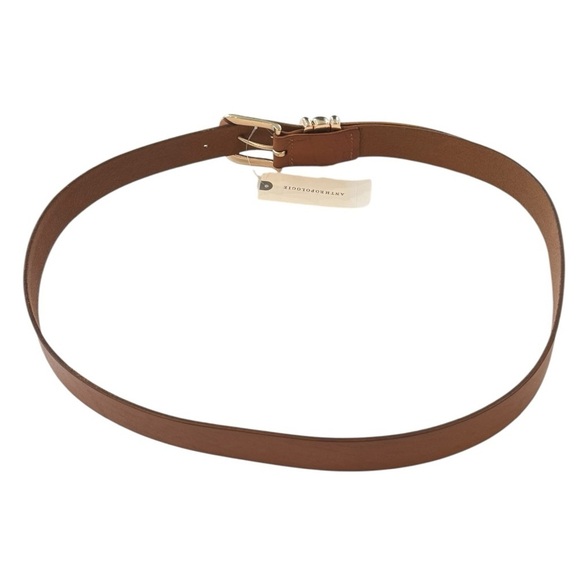 ANTHROPOLOGIE Structured Keeper Leather Belt Honey Brown Gold Hardware Size XL - Picture 5 of 5